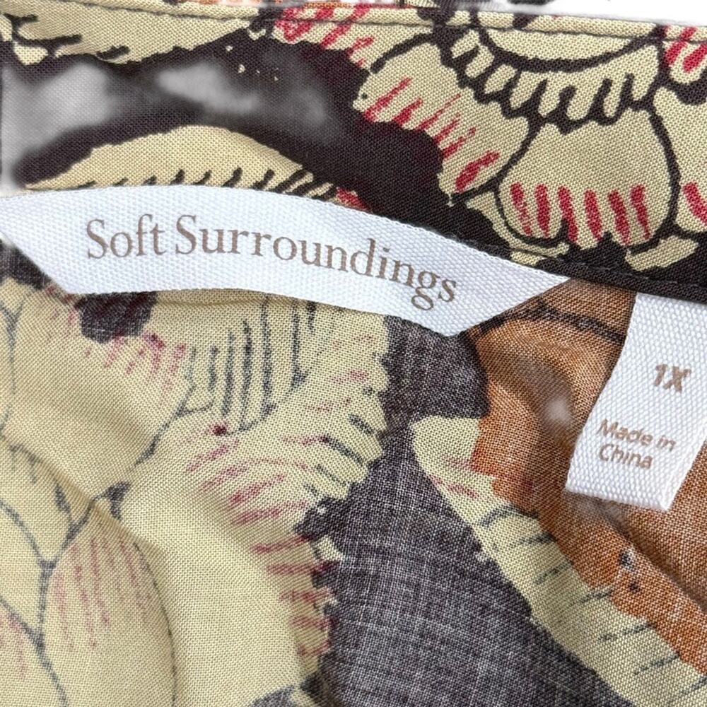 Soft Surroundings Womens Plus Size Floral Brown Kimono Open Jacket Lagenlook 1X - Picture 16 of 16